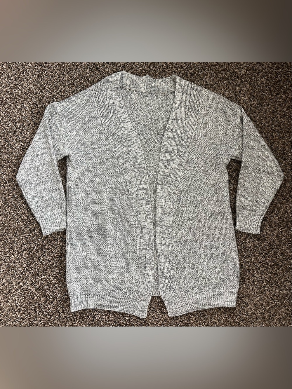 Cozy Open-Front Gray Knit Cardigan Sweater size small